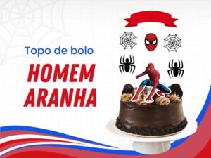 bolo com cobertura de chocolate com topo de bolo homem aranha