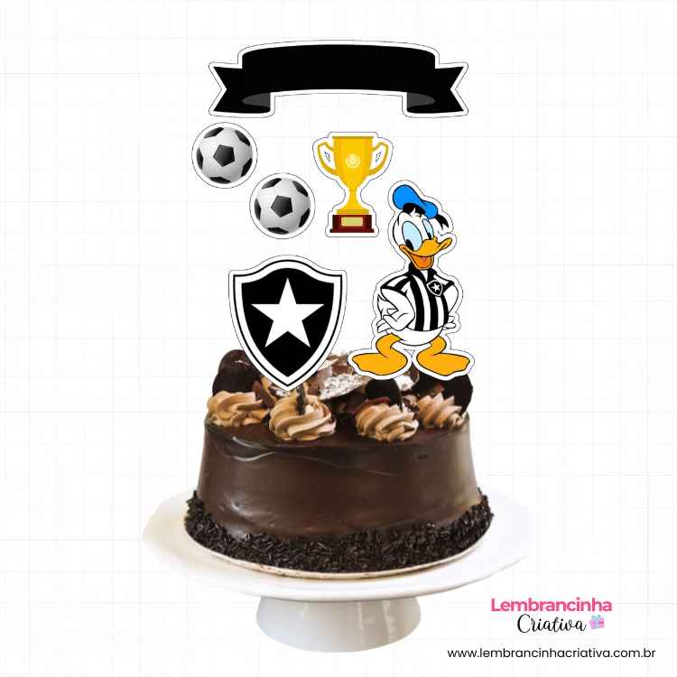 bolo de chocolate com topo de bolo do botafogo