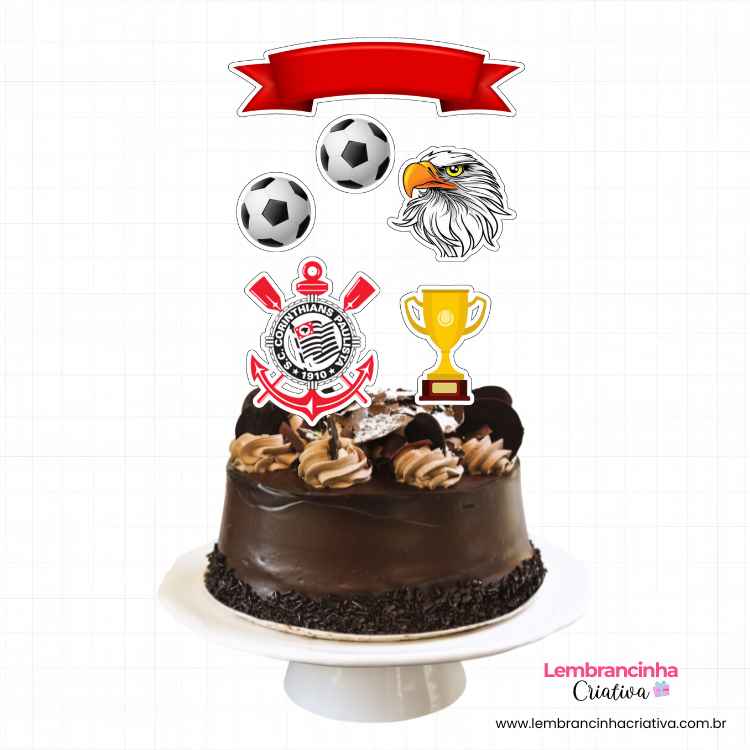 bolo de chocolate com topo de bolo do corinthians