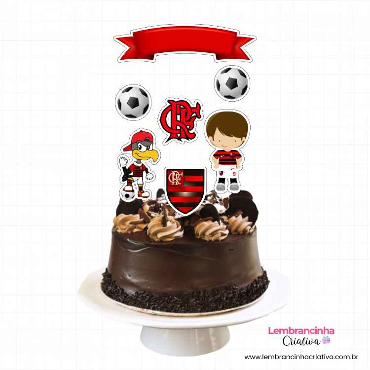 bolo de chocolate com topo de bolo do flamengo