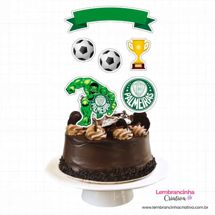 bolo de chocolate com topo de bolo do palmeiras