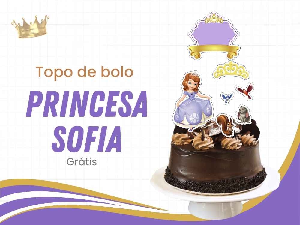 capa topo de bolo princesa sofia