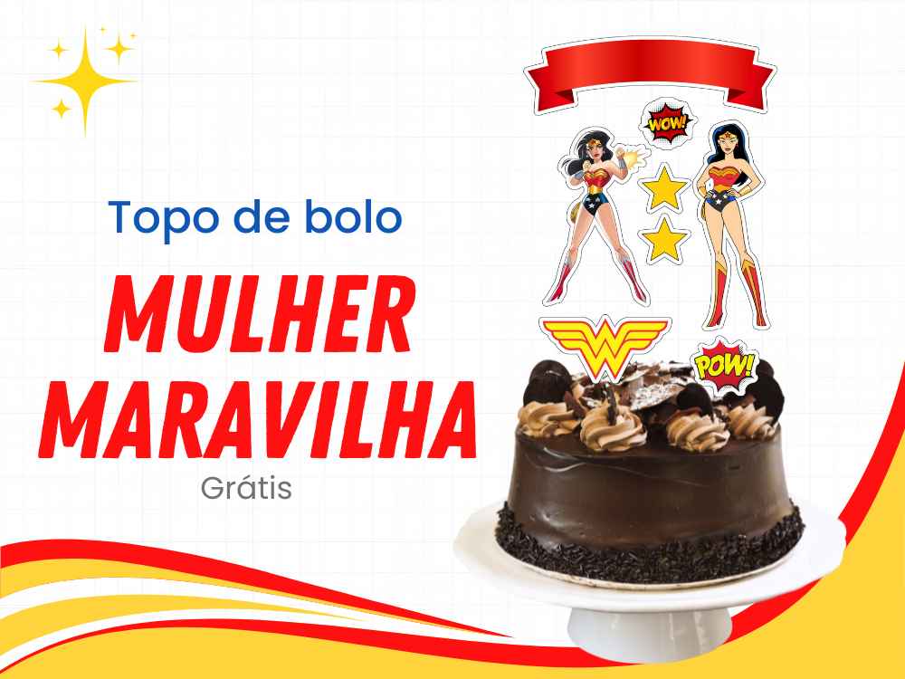 capa topo de bolo mulher maravilha