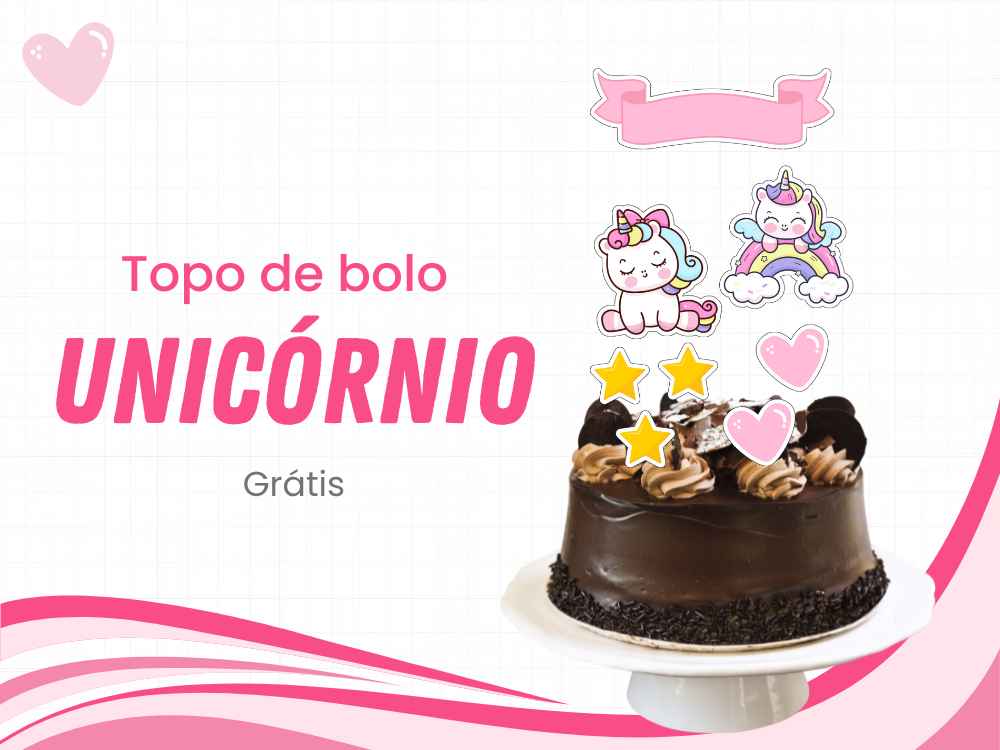 capa topo de bolo unicornio