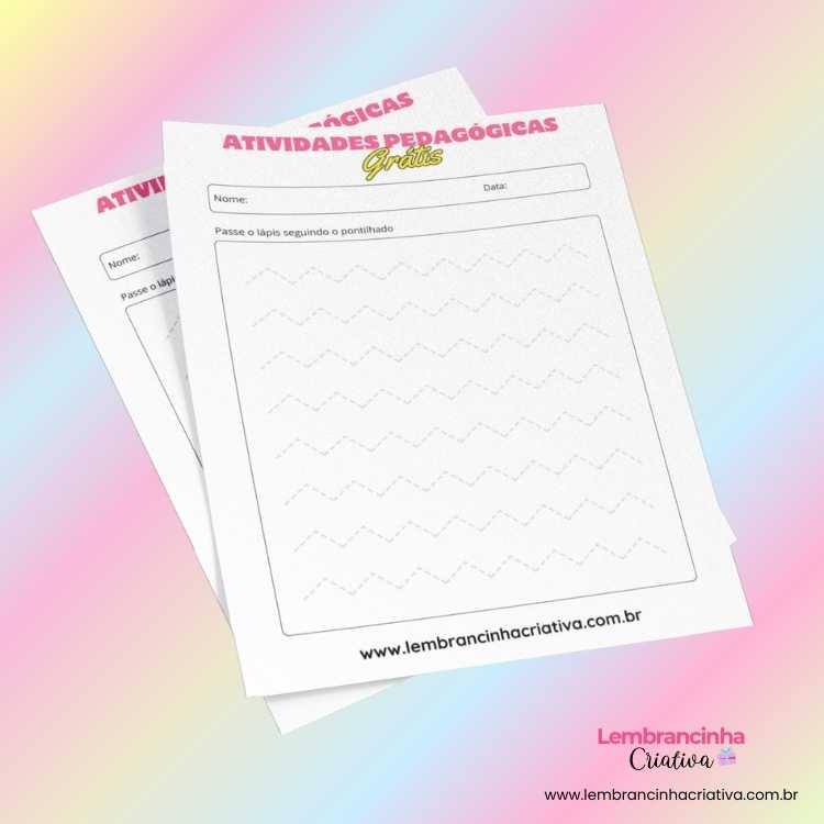 2 folhas com atividades de coordenação motora com pontilhado para crianças