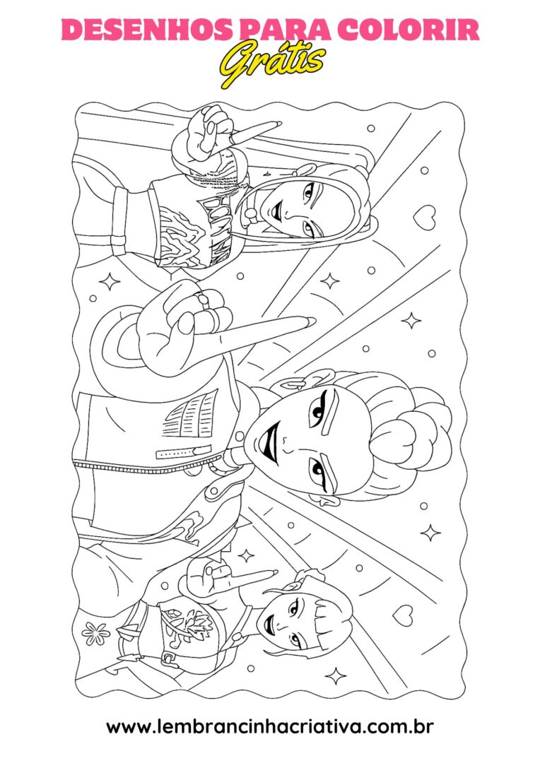 desenho das guerreiras do k-pop para colorir, modelo 3