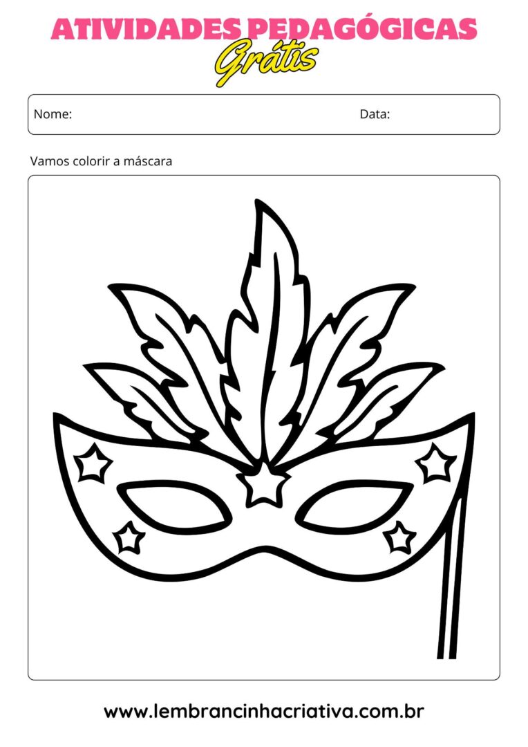 desenho de máscara de carnaval para pintar, modelo 2