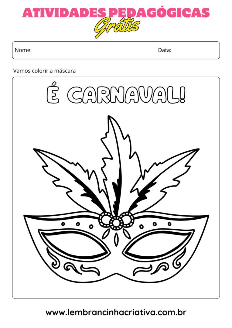 desenho de máscara de carnaval para pintar, modelo 3