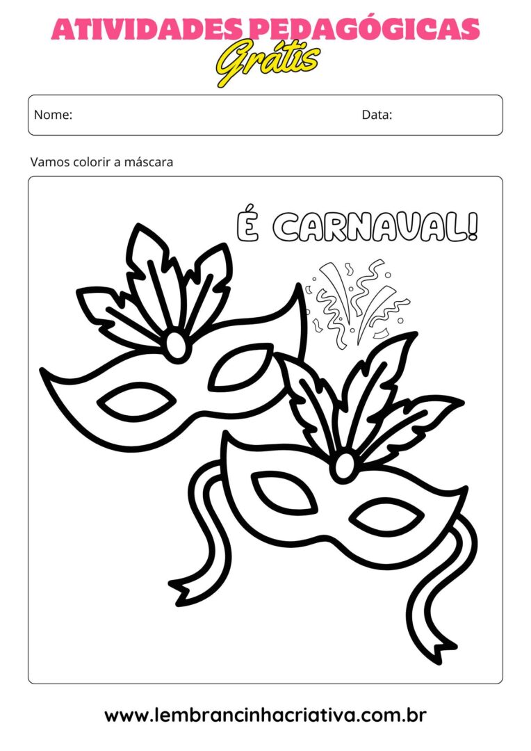 desenho de máscara de carnaval para pintar, modelo 4