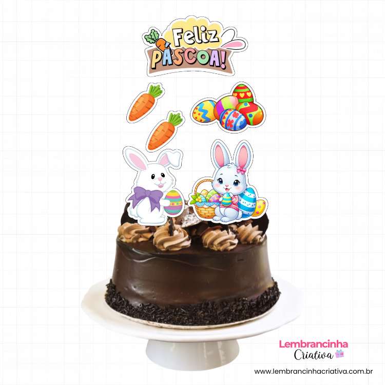 bolo de chocolate com topo de bolo páscoa