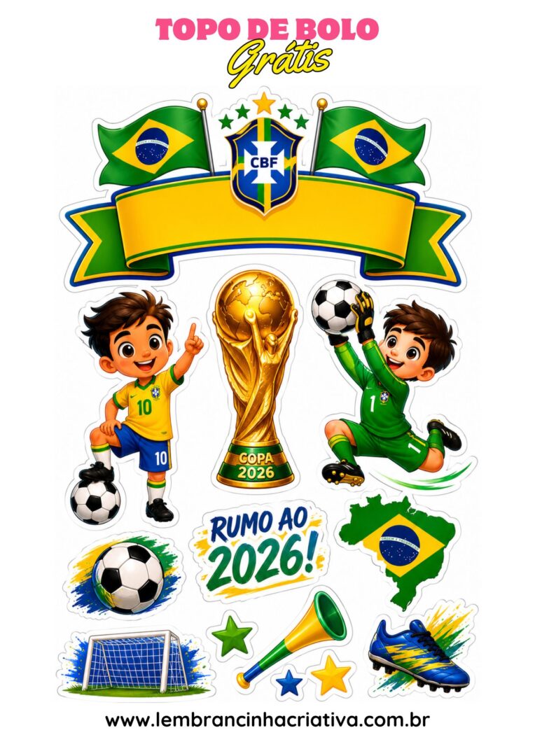topo de bolo copa do mundo 2026 taça