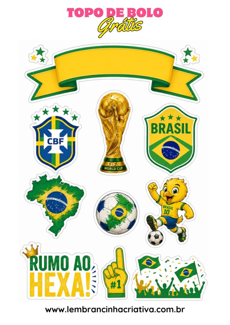 topo de bolo copa do mundo 2026 canarinho