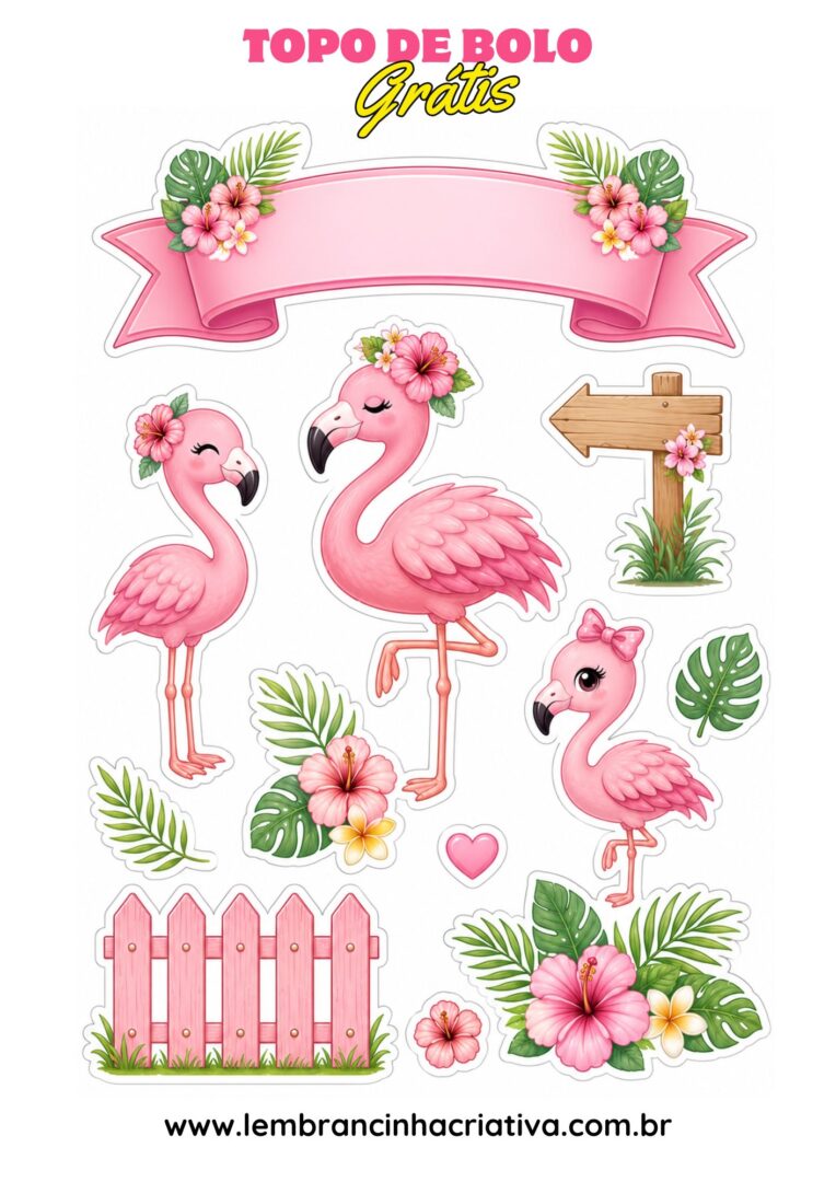 topo de bolo flamingo
