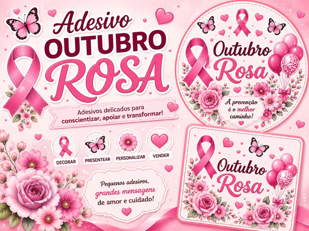 adesivo outubro rosa