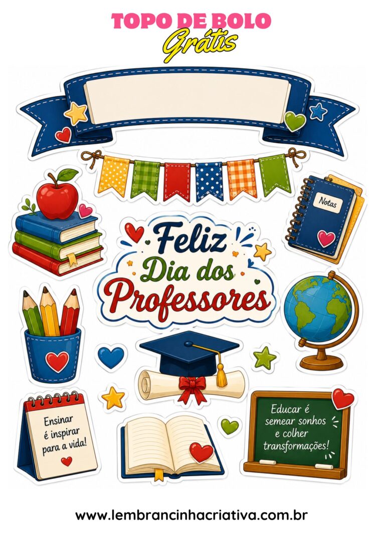 topo de bolo dia dos professores