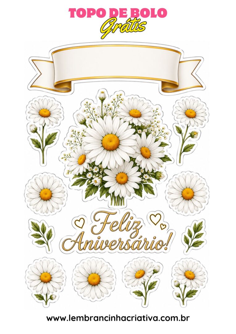 topo de bolo margarida