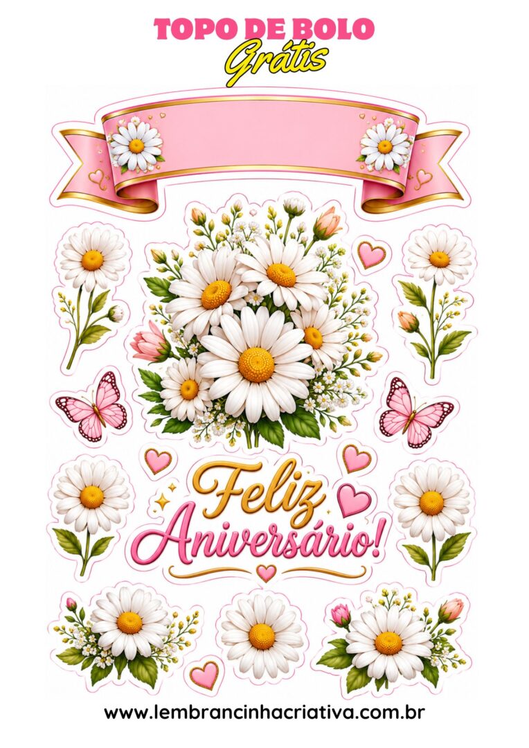 topo de bolo margarida