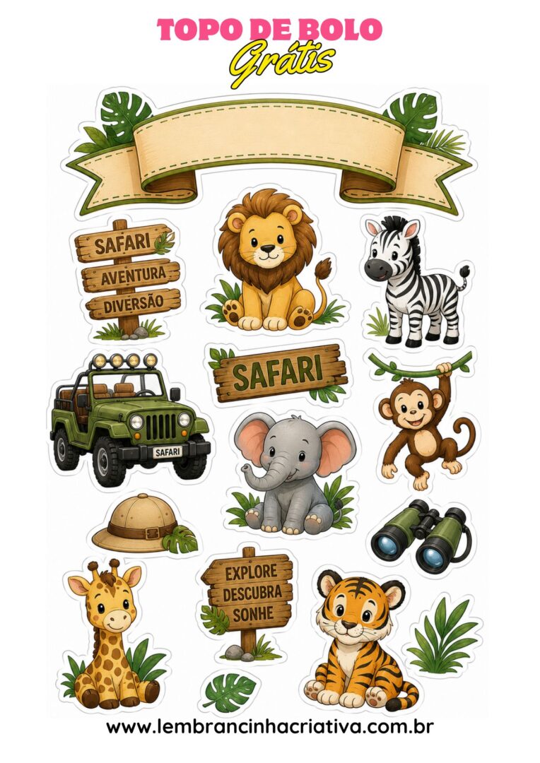 topo de bolo safari